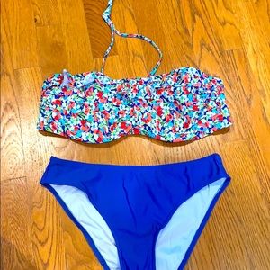 Freya floral bikini top and blue bottom